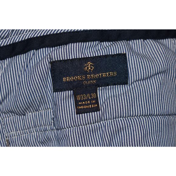BROOKS BROTHERS‎ $118 Clark Fit Gray Flat Front Straight Leg Chino Pant Men's 33 - Picture 4 of 4